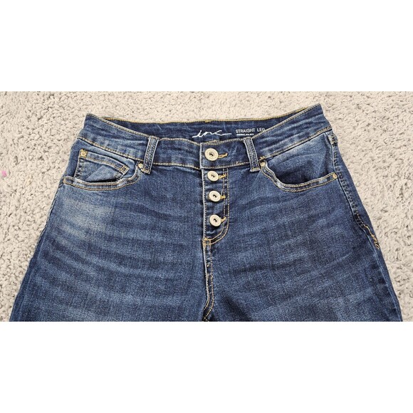 INC International Concepts Womens Jeans Cropped Fringe Straight Mid Rise Blue 4 - Picture 10 of 16